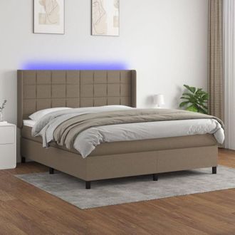 vidaXL Vidaxl - Cama Box Spring Colch&oacute;n Y Luces Led Tela Gris Taupe 160x200 Cm