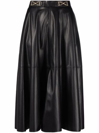 Elisabetta Franchi Gonna con morsetto in finta pelle - Nero
