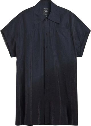 Yohji Yamamoto Short Sleeve Dip Dye Overshirt - Dames - Shirt Kleedjes - Zwart - XS - Nylon - Kleedjes