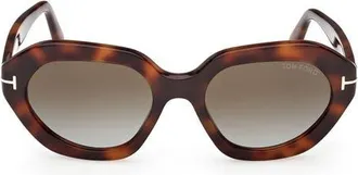 Tom Ford Meryl 53mm Gradient Geometric Sunglasses in Blonde Havana /Gradient Green at Nordstrom
