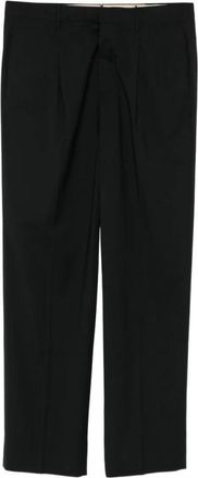 Incotex Pleated Broeken - Heren - Straight fit broeken - Zwart - M - Leer - Broeken