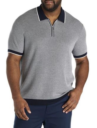 Perry Ellis Big & Tall Bi-Color Stitched Sweater Polo in Dark Sapphire at Nordstrom, Size 2X Big