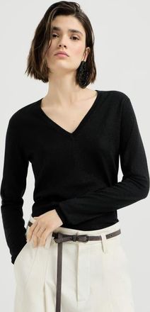 Brunello Cucinelli Cashmere and silk sparkling lightweight sweater in Black at Nordstrom, Size Xx-Small