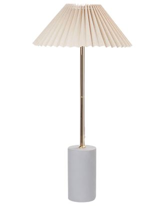 Beliani L&aacute;mpara de mesa lino sint&eacute;tico beige