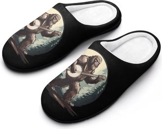 Generic Bigfoot Banjo Womens Slippers Warm House Slippers Indoor House Shoes with Anti-Skid Rubber Sole