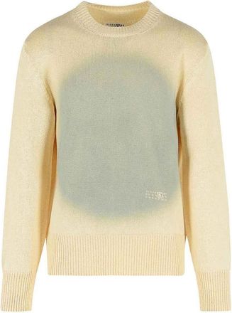 Maison Margiela Yellow Knitwear Crew-Neck With Grey Print