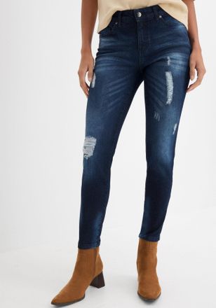 Bonprix Skinny-fit-Jeans BONPRIX, Damen, Gr. 36, N-Gr, dunkelblau denim (l&auml;nge: regul&auml;r), Denim/Jeans, Obermaterial: 82% Baumwolle, 17% Polyester, 1% Elasthan