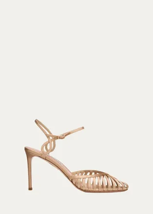 Aquazzura 85mm Sweet Surrender Satin Caged Pumps