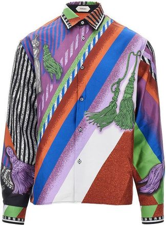 Versace Silk twill shirt with Formula 6 print Man 50