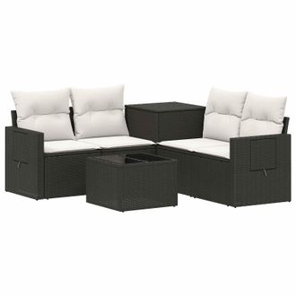 vidaXL Set Di Divani 6 Pz Nero E Bianco Crema Vidaxl