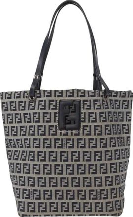 Fendi Pre-owned Tote Bags, female, Blue, Size: ONE SIZE Pre-owned Zucca Monogram Canvas Tote Bag