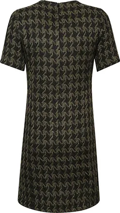5 Progress Houndstooth Wool Blend Dress - Black