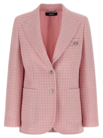 Versace Pink Checks Peaked Lapel Blazer