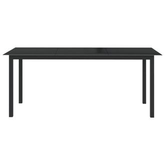 Berkfield Home Garden Table Black 190x90x74 cm Aluminium & Glass | Size: 190 x 90 x 74 cm