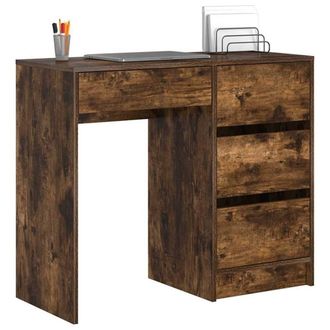 Berkfield Home Modern Brown Writing Desk Smoked Oak Engineered Wood Medium Writi