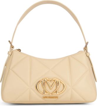 Love Moschino Embossed Q Schoudertas - Dames - Handtassen - Beige - ONE Size - Polyester - Tassen