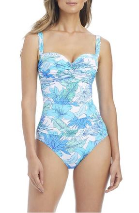 Bleu Rod Beattie Shirred One-Piece Swimsuit in Cool at Nordstrom, Size 14