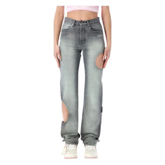 Off-white Straight Jeans, female, Gray, Size: W27 New Meteor Denim