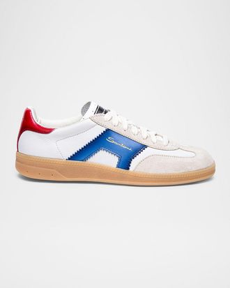 Santoni DBS Oly Mixed Leather Low-Top Sneakers