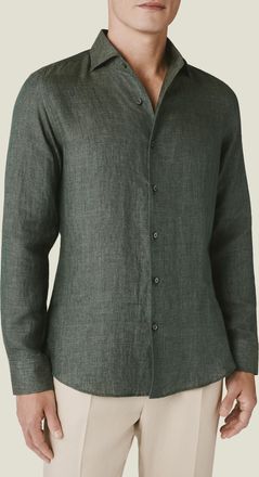 Luca Faloni Forest Green Linen Portofino Shirt