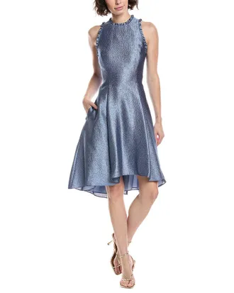 Adrianna Papell Jacquard Ruffle Dress