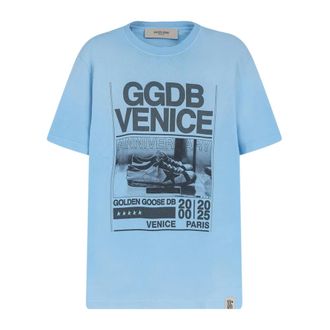 Golden Goose T-Shirts, male, Blue, Size: S T-Shirt