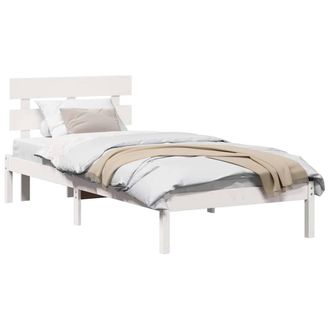 Berkfield Home White Bed Frame with Headboard White 90x200 cm Solid Wood Pine