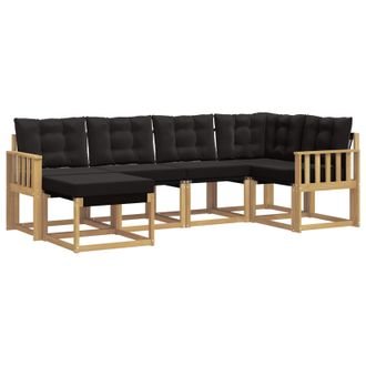 vidaXL Conjunto De Sof&aacute;s De Exterior Con Coj&iacute;n 6 Pcs Blanco Y Negro Vidaxl