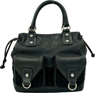 Loewe Black Leather Boston Bag Handbag Tote Bag (Pre-Owned)