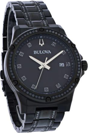 Bulova Crystal Quartz Black Dial Mens Watch 98K119