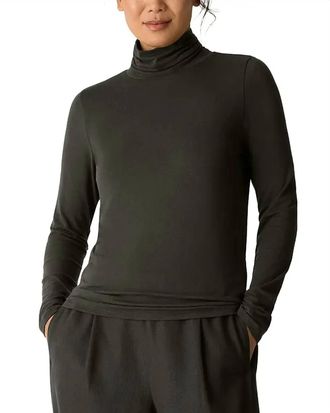 Eileen Fisher Turtle Neck Top In Everglade