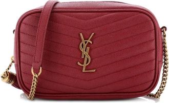 Saint Laurent Borsa a tracolla Lou mini in pelle matelassé con motivo chevron - Rosso