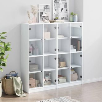 Berkfield Home Modern Bookcase with Doors White 136x37x142 cm Engineered Wood | Size: 136 x 37 x 142 cm