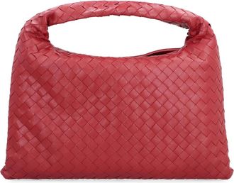 Bottega Veneta Tassen, Dames, Rood, ONE Size, Leer, Leren schoudertas met Intrecciato-motief
