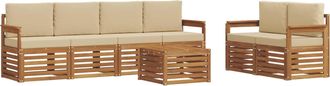 vidaXL Conjunto De Sof&aacute;s De Exterior 7 Uds. Natural Y Beige Vidaxl