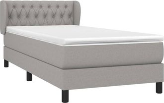 vidaXL Vidaxl - Cama Box Spring Con Colch&oacute;n Tela Gris Claro 90x190 Cm