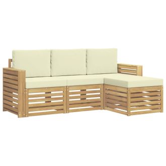 vidaXL Conjunto De Sof&aacute;s De Exterior 4 Pcs Blanco Y Crema Vidaxl