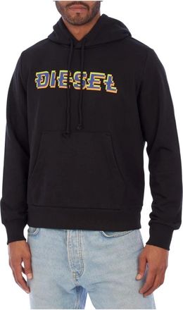 Diesel Urban Hoodie met Verstelbare Capuchon - Heren - Hoodies - Zwart - S - Katoen - Hoodies & sweatvesten
