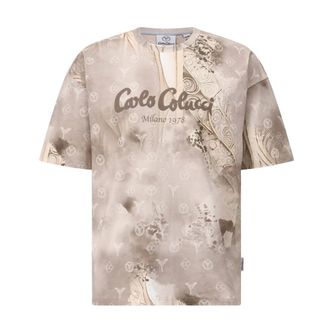 Carlo Colucci Carlo Colucci, T-Shirts, male, Brown, Size: L Oversized T-Shirt with Pattern