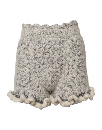 Dolce & Gabbana Metallic Boucl&eacute; Knit Cashmere Ruffled Womens Shorts