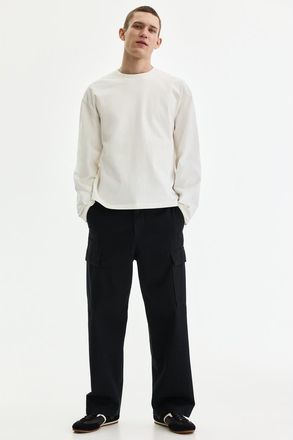 H&M Relaxed-fit cotton cargo pants in Black at Nordstrom, Size 32