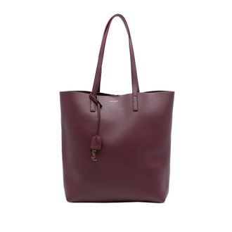 Saint Laurent Pre-owned Womens North South Leather Shopping Tote - Dark Red - One Size