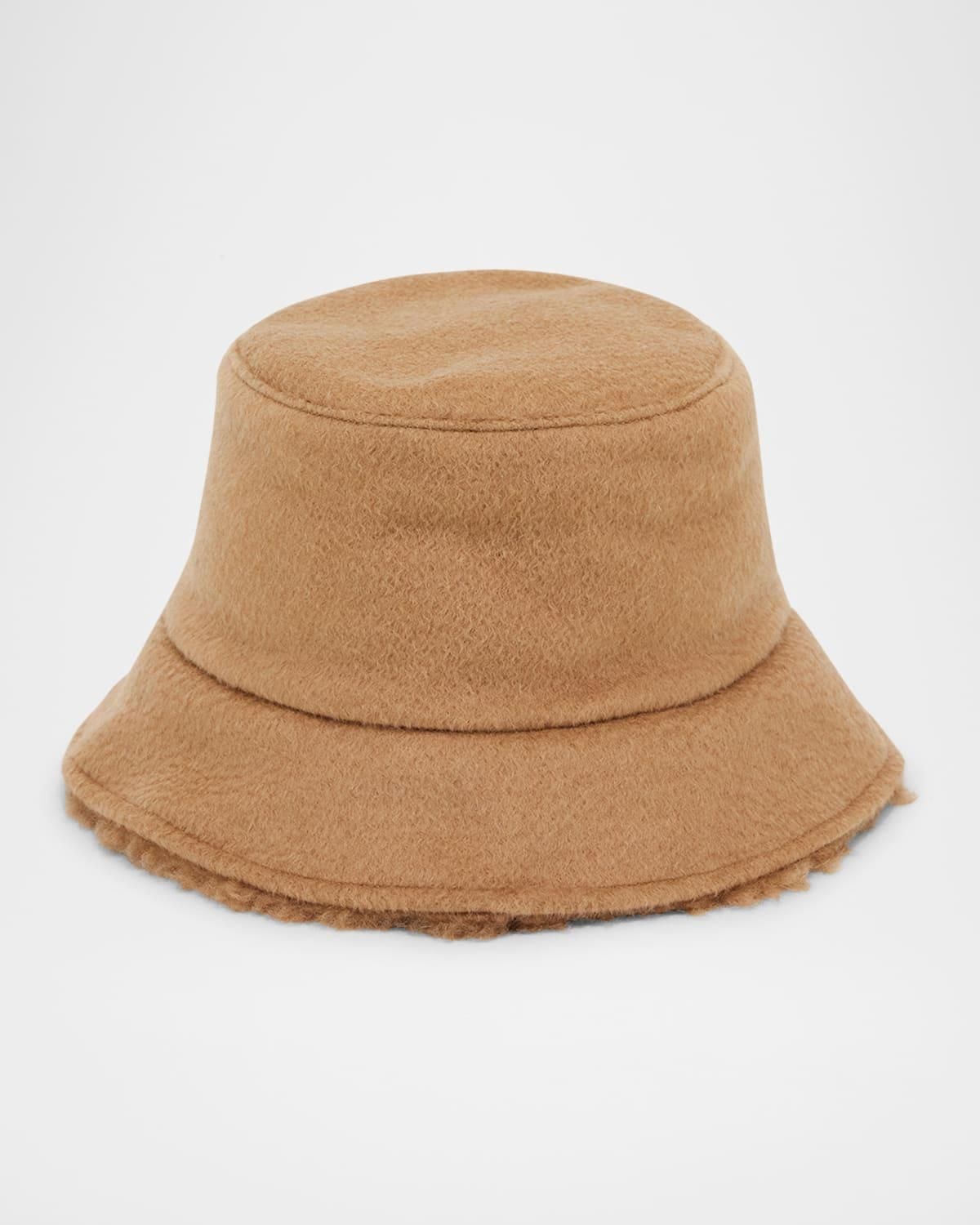 PRADA logo wool blend shearling bucket hat Medium Black Shearling bucket hat | PRADA - United States main image 2