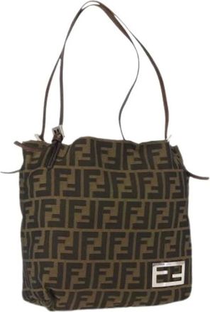 Fendi Pre-owned Shoulder Bags, female, Brown, Size: ONE SIZE Pre-owned Vintage Canvas Shoulder Bag