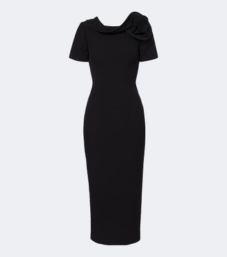 Roland Mouret Floral-appliqu&eacute; cr&ecirc;pe midi dress
