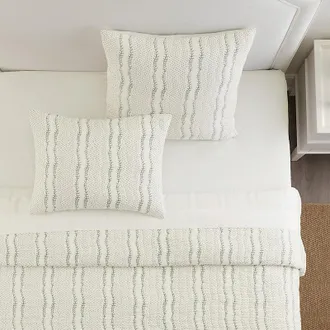 Ballard Designs Noemi Vine Stripe Quilted Sham - Standard - Ballard Designs