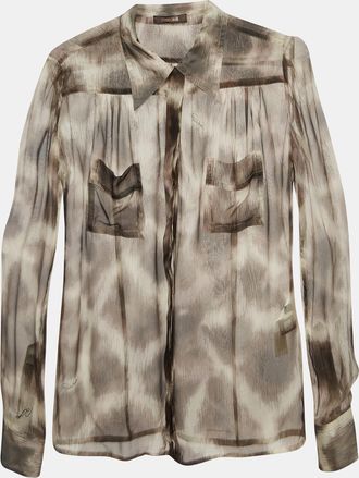 Roberto Cavalli Brown Animal Print Silk Sheer Shirt
