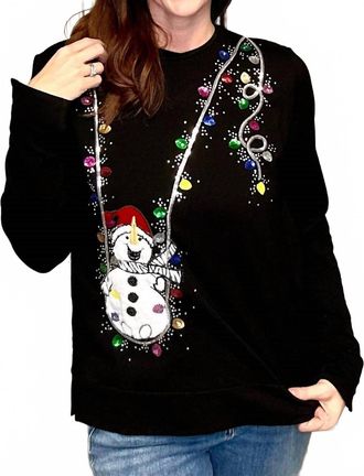 Berek Swinging Snowman Fun Sweater In Black