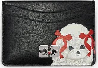 Ganni Black Bou Card Holder with Poodle