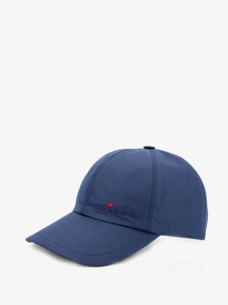 Kiton Mens Nylon Hat With Embroidered Logo Blue